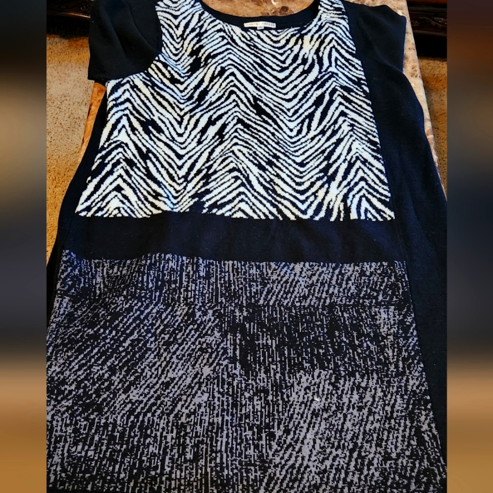 Black and White Zebra Patterned Sweater Dress